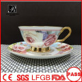 Tasses et soucoupes de porcelaine P & T, set de café, éponge Chine